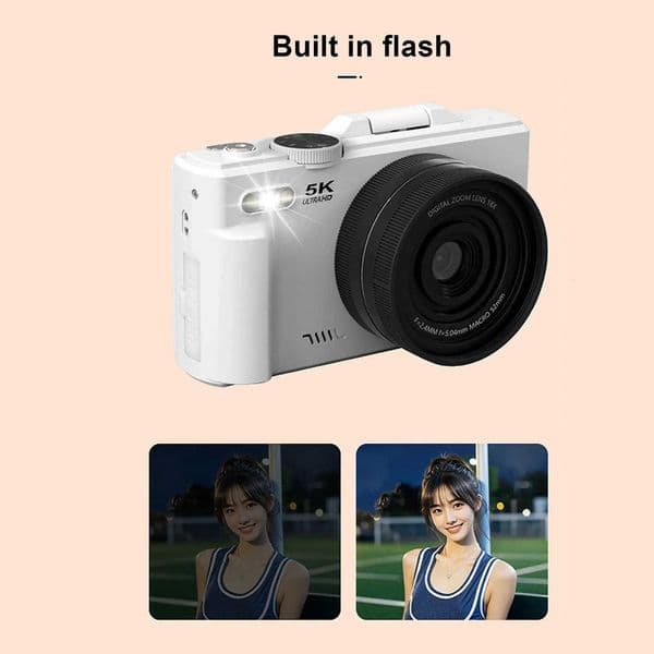 3In Flip Sn 75MP 18XAF Autofocus Compact WiFi Digital Camera 5K HD Digital Camera High Definition for Photography and VideoXJ251203