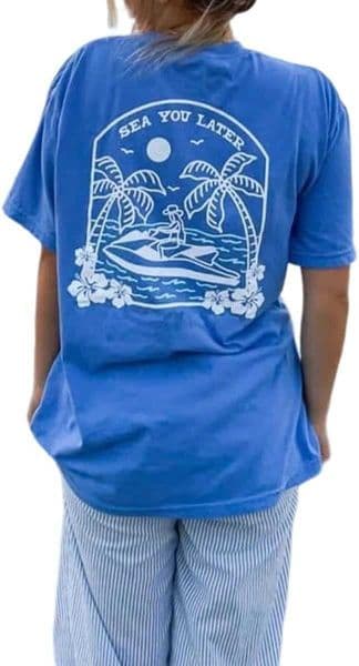 Womens Oversized Loose T-Shirt with Pattern Print Short Sleeve Cute Girl College Style Y2K Outing Top