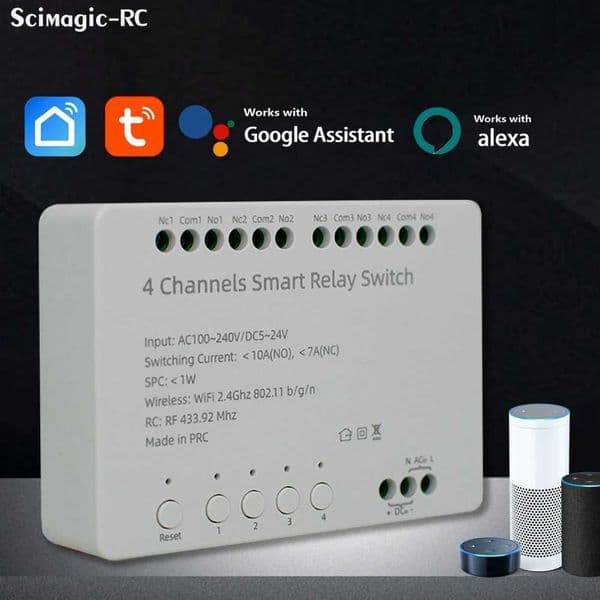 New Tuya Wifi 4 Channels Smart Switch Relay Module Intelligent Automation AC 100240V DC 524V 10A Controller Work with Alexa X251203