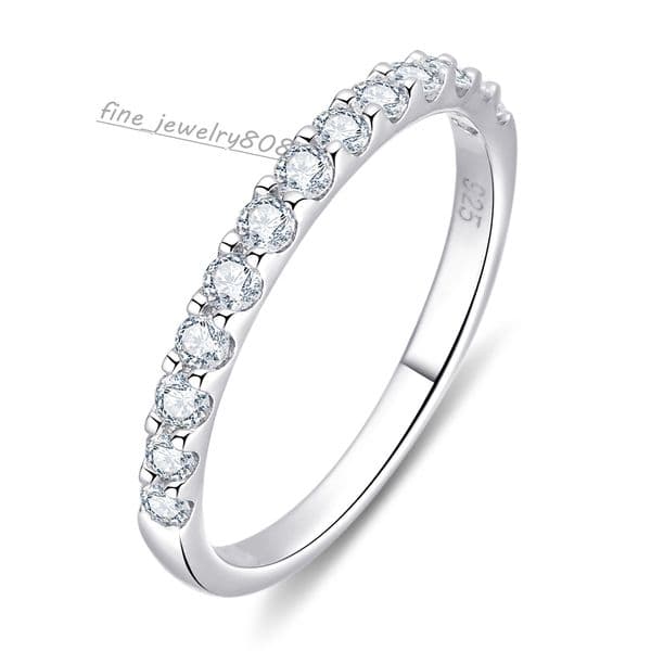 moissanite ring 925 Sterling Silver Rhodium Plated Engagement Eternity Round Cut Rings Women VVS D Color HPHT CVD Lab Grown Diamond Ring Jewelry