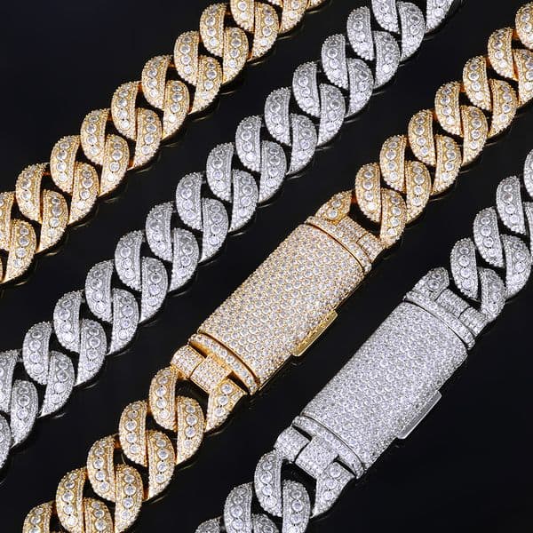 NUOYA Iced Out Diamond Cuban Link Chain 18MM Personalized Long Buckle Design Chunky Necklace Hip Hop Jewelry for Women