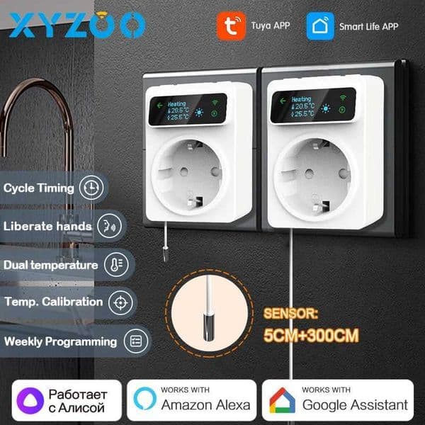 WiFi Tuya Smart Socket Thermostat 220V Temperature Controller Floor Heating Cooling Thermostat Support Voice Alexa Google Home X251203