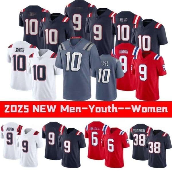 Patriot 25 26 Custom Football Jerseys Drake Maye Christian Gonzalez Keion White Rhamondre Stevenson Stefon Diggs Tom Brady Mike Vrabel Men Women Youth Jersey