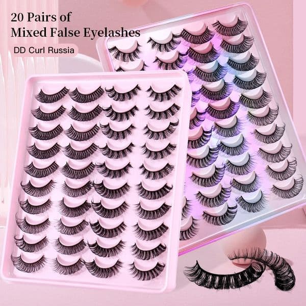 Thick Curled False Eyelashes Fluffy Wispy Handmade Reusable Russian Curled 3D Faux Mink Lashes Messy Crisscross Eyelash Extensions Accessory