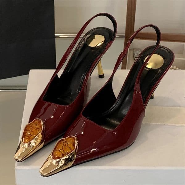 Eilyken Street Style Inlay Diamonds Woman Pumps Sandals Elegant Sexy Thin Heels Pointed Toe Banquet Prom Slingbacks Shoes 251201