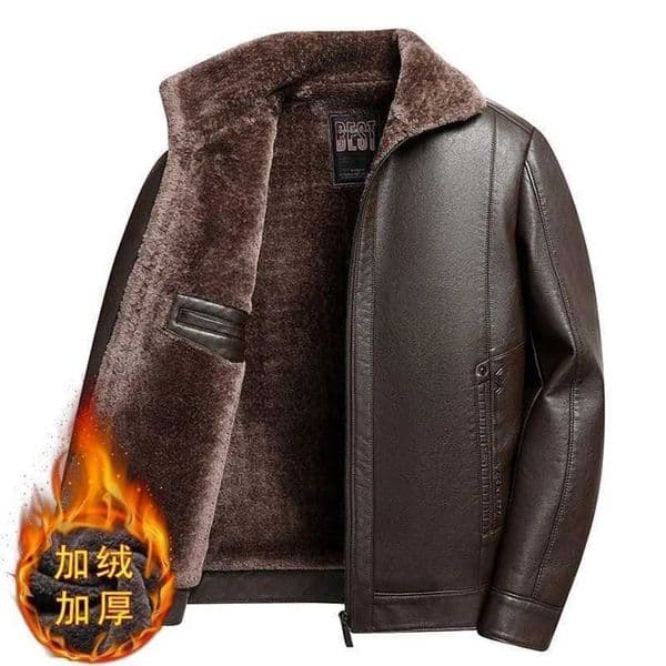 Autumn and Winter Fashionable Solid Color Plush Thick Warm Leather Jacket for Mens Casual Loose Sport Windproof Large Size Coat M251203