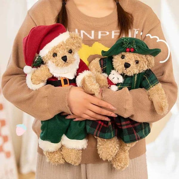 Kawaii Christmas Hat Teddy Bear Plush Toy Cute Bears Dolls Home Decor Stuffed Soft Kids Toys for Children Girlfriend Xmas Gifts Y251203
