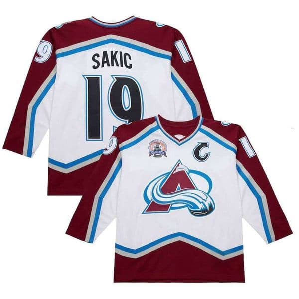 Custom Men's #19 Sakic White 2000-01 Power Play All Stitched Jersey S-6XL