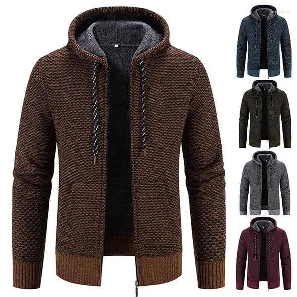 Men's Jackets Male Knitted Casual With Hood Sweater Coat Y2K Hoodies Korean Streetwear Baseball Jumpers Top Clothing