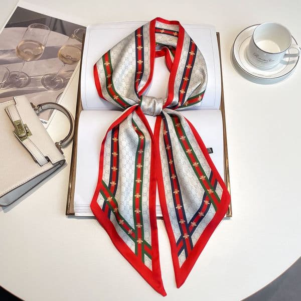 40style Simple Fashion Women Wrap Silk Designer Long Narrow Scarf Arm Bag Ribbon Accessories Neck Long Scarf Versatile Matching Coat Shirt Scarf 147-13.5cm
