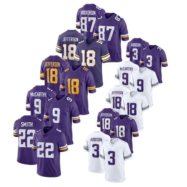 Custom Game Jersey Embroidered Rugby Jersey Football Wear 18 Justin Jefferson 14 Darnold