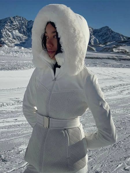 Thicken Ski Padded Coat Long Pant Set Women Winter Hooded Plush Belt Cotton Coats Flared Pants Sets Lady Chic Street Outfits 251204