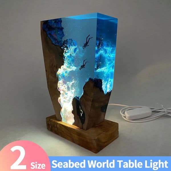 Seabed Exploration Organism Resin Table Light 2 Divers Deep Sea Diver Night Bedroom Office Desk Decor 251204