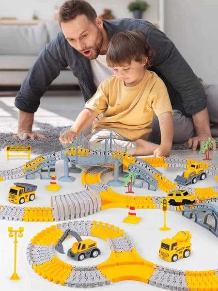 Kids DIY building block track splicing puzzle toyMinin Engineering Car Set Puzzle Track Car Train Toys For Boys Christmas gifts Y251204