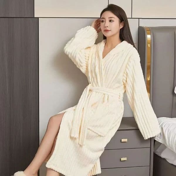 Long Coral Fleece Bathrobe Super Absorbent Thick Bath Towel Robe for Women Men All Seasons el Home Bathrobe 251202BJ