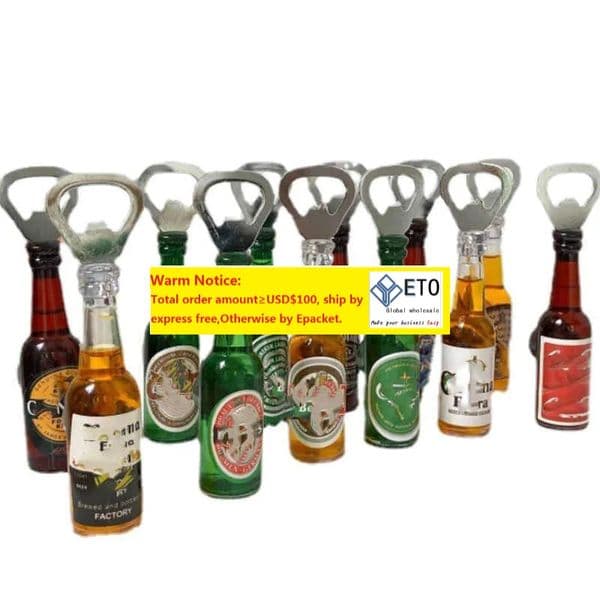 Creative Simulation Beer Bottle Opener Multifunctional Magnetic Refrigerator Decor Magnet Bottle Bar Decoration Kitchen Gadgets ZZ