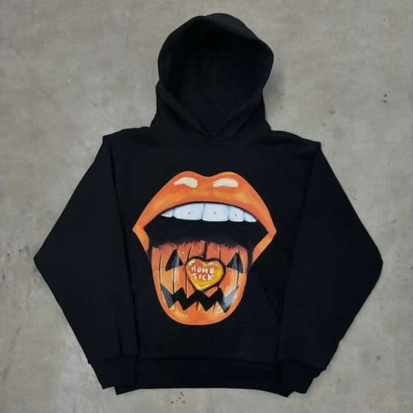 Hip Hop Gothic Big Mouth Pattern Print Men's Hoodies High-Quality Long Sleeved Hooded Sweatshirts Autumn Casual Sports Top Women
