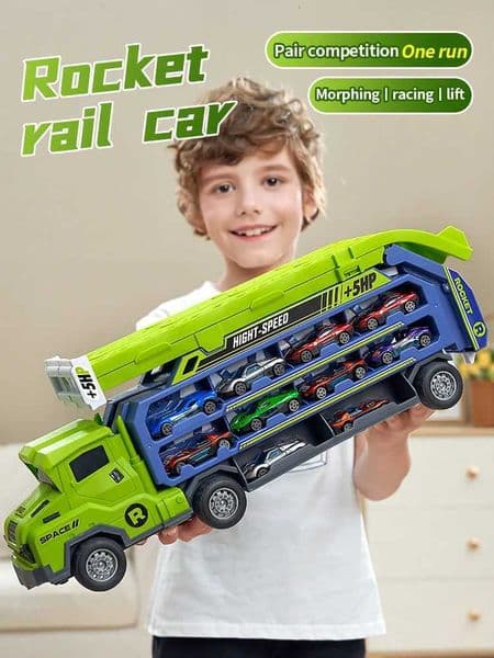 3D Rail Car - Over the Track High Impact Flying Car - Transformed Inertial Car Puzzle Power Car Toy Set - Alloy Car Toy Set Y251204
