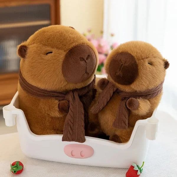 2530CM Plush Stuffed Doll Cute Scarf Pufferfish Kawaii Animal Toy Childrens Birthday Gift Capybara Kids Toys 251204