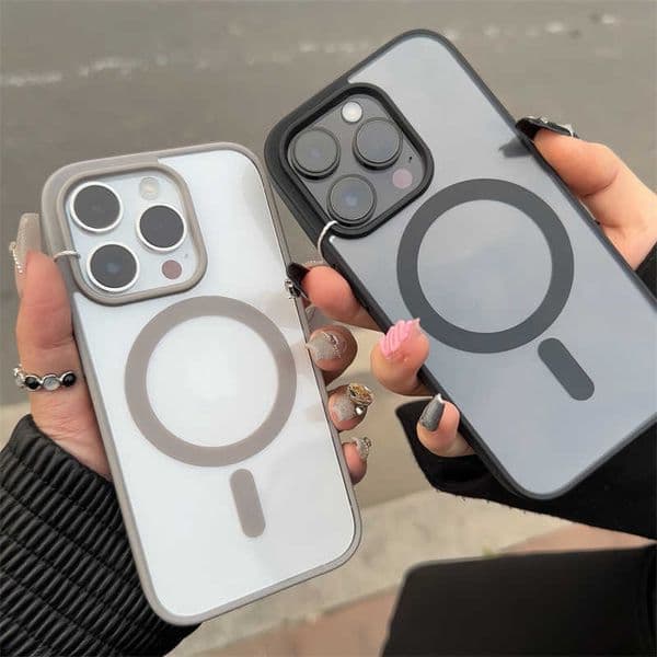 Silicone magnetic suction simple macaron phone case, transparent acrylic anti-drop protection cover M251114