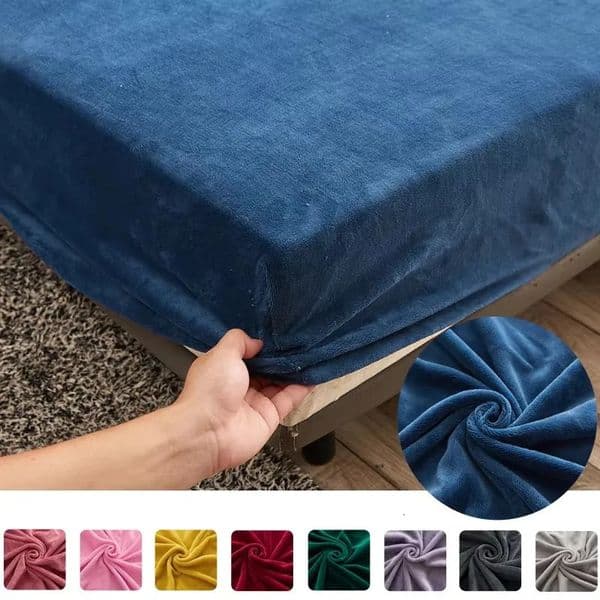 Blanket Solid Stretch Velvet Fabric Fitted Sheet Soft Elastic Bedspread Mattress Cover Bed Linen Protector Fitted Sheet Winter Keep Warm 251128