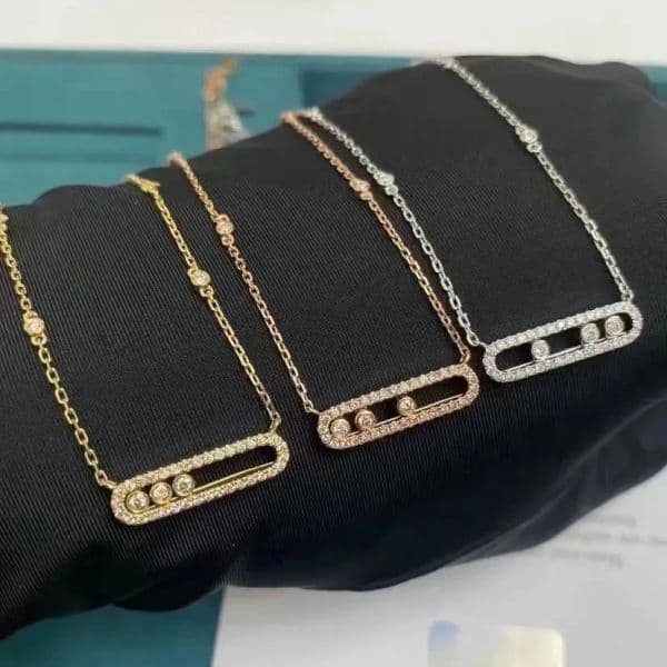 Three diamond sliding diamond necklace gold necklace messie designer necklace custom pendant chain fashion stacked collarbone chain necklaces L260525