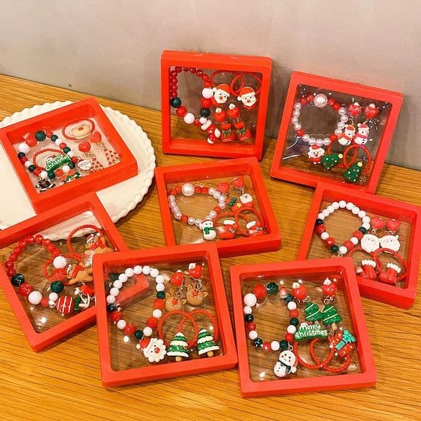 Christmas bracelets, pure handmade bracelets, colorful beaded bracelets, wholesale Christmas gifts, versatile jewelry, children's accessories.