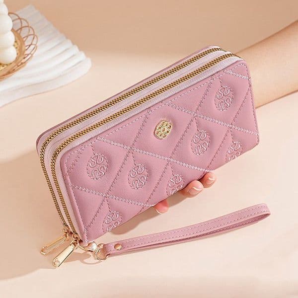 Ladies' wallet with high-end fashion and printed long wallet, card bag, mobile phone bag, new large capacity handbag, double zipper wallet, wholesale of women's bags