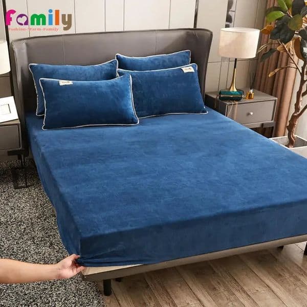 Winter Plush Elastic Fitted Sheet Double Bed Sheet Soft Warm Velvet Bedspread Mattress Cover Bed Linen Protector Twin Queen King 251128