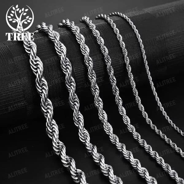 2/3/4MM 16-24 Inches 925 sterling silver Rope Chain Necklace For Men Women Fashion Punk Wedding Party Gifts Jewelry 251203