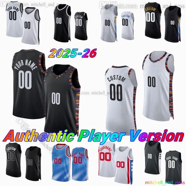 Custom New City 24 Cam Thomas Player Version Basketball Jersey 17 Michael Porter 1 Ziaire Williams 7 Haywood Highsmith 8 Noah Clowney Authentic Stitched Jerseys
