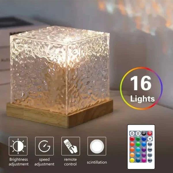 Projector Night Light Galaxy Ocean Wave Usb RGB Led Lights 3D Crystal Night Lights For Bedroom Desk Dynamic Rotating Light X251205