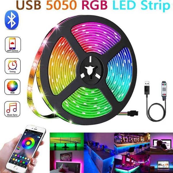 USB RGB LED Strip Light SMD 5050 Remote/Bluetooth APP Control Flexible Tape Diode Ribbon for TV Backdrop Living Room Bedroom Z251205