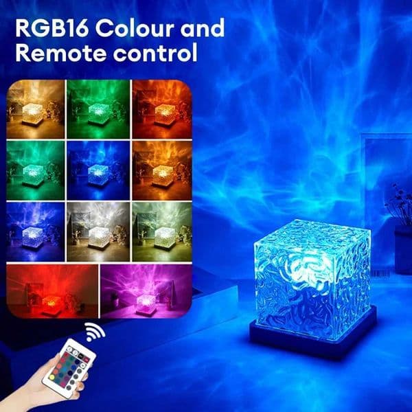 3/16 Colors Dynamic Rotating Water Ripple Projector Night Light Flame Crystal Lamp for Living Room Study Bedroom Rotating Light X251205