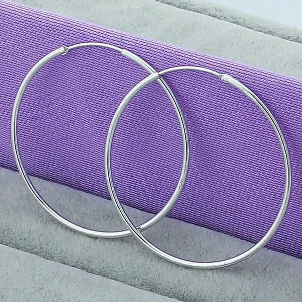925 Silver Round Circle 35/50/60mm Hoop Earrings For Woman Wedding Engagement Party Fashion Charm Jewelry Gift 251201