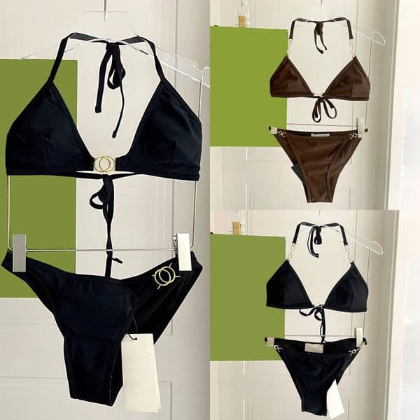 Sexy Bikini Push Up Bra Briefs Set Designer Bathing Suit Triangle Bikini Women Halter Swimsuit Summer Beach Party Surfing Diving Swimwear