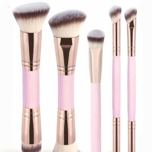 Double Ended Foundation Brush Set Flat Top Angled Contour Makeup Brushes For Liquid Powder Cream BlendingT251205