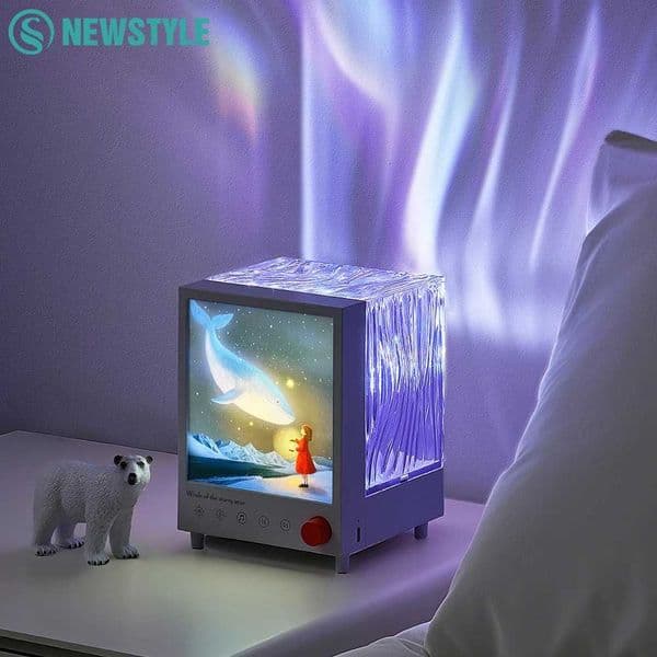 Aurora Box Projector Night Light Bluetooth Ambient Light With White Noise Stepless Dimming Beside Lamp For Bedroom Decor X251205