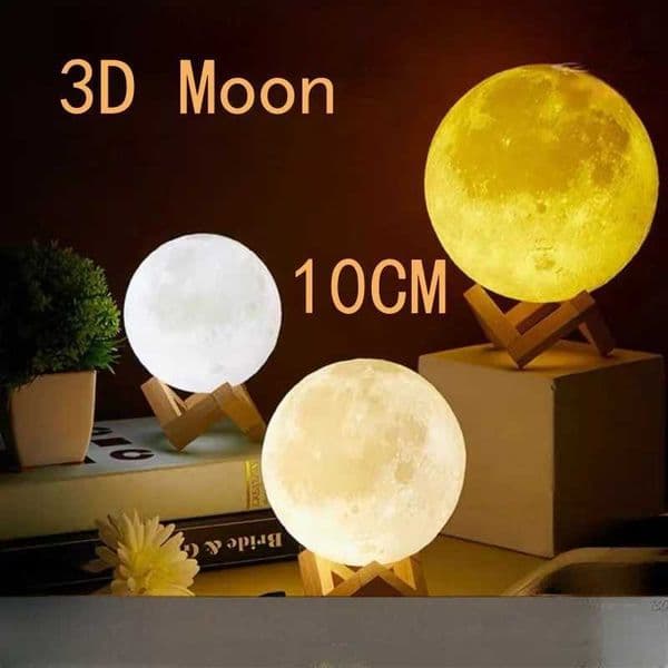 LED Night Light 10cm Moon Lamp Battery Powered With Stand Starry Lamp Bedroom Decor Night Lights Kids Gift Button Cell Z251205
