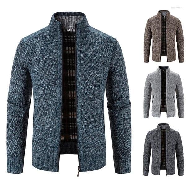 Men's Jackets Knit Jacket Super Soft Sweater Cadigan Zipper Up Winter Thickened Warm Jumper Smart Casual Clothing Homme Cold Overcoat