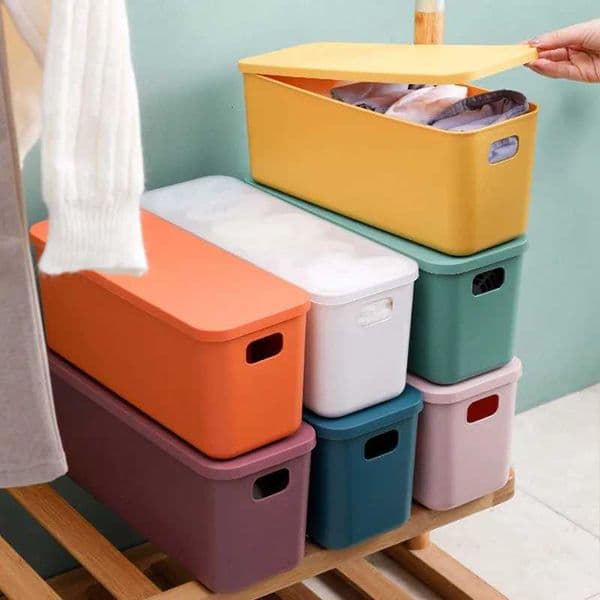 Sundries storage box high and narrow desktop finishing box with lid household living ro snacks crev storage box H251205