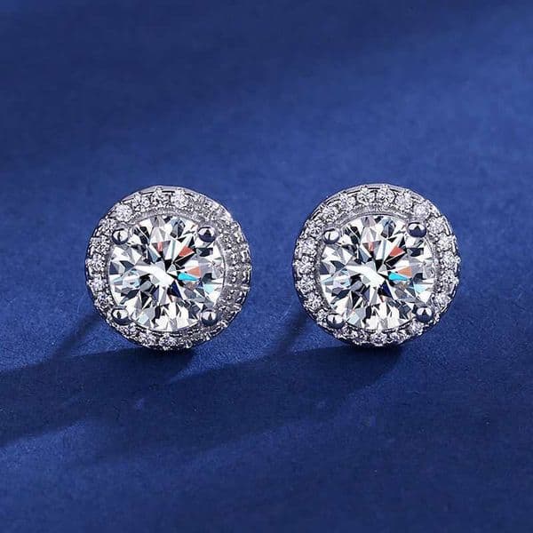 Hip-hop Moissanite Stud 1ct VVS 925 Sterling Silver Men Women Jewelry Flower Cluster Halo Diamond Earrings With GRA Certificate
