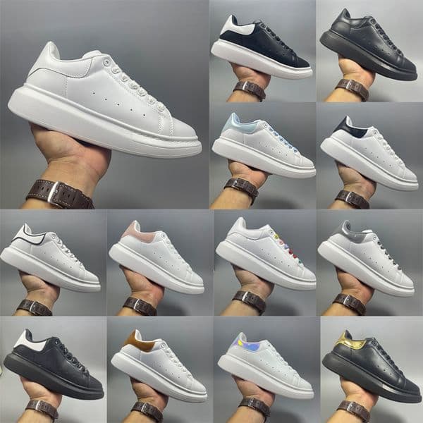 free shipping designer casual shoes mcqueenn shoes men sneakers Low Tops White Black Suede Leather Dream Blue womens trainers platform shoe with box