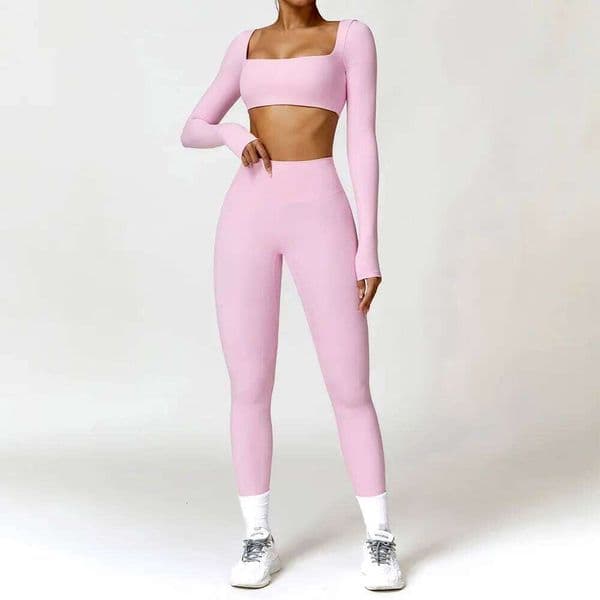 Women Tracksuit Set - 2PCS Athletic Wear with Gym Leggings u0026 Long Slve Bra - Workout Sportswear for Exercise and Training L251211JCOO