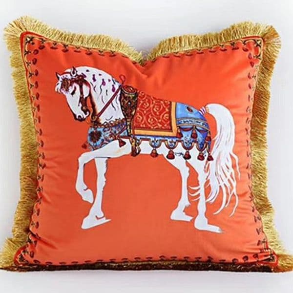 Light luxury horse double-sided printed square cushion living room sofa throw pillow excluding core 1111