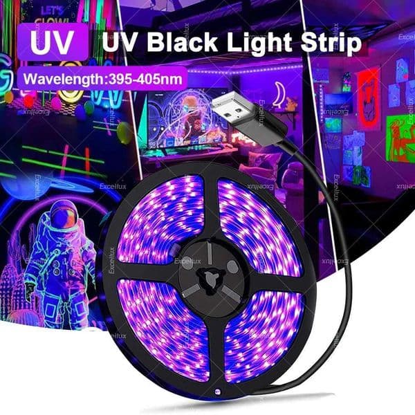 USB UV Led Strip Light 395nm-405nm SMD 2835 UV Black Light Flexible LED Lamp Ribbon Diode Tape For Glow Fluorescence Party Z251205