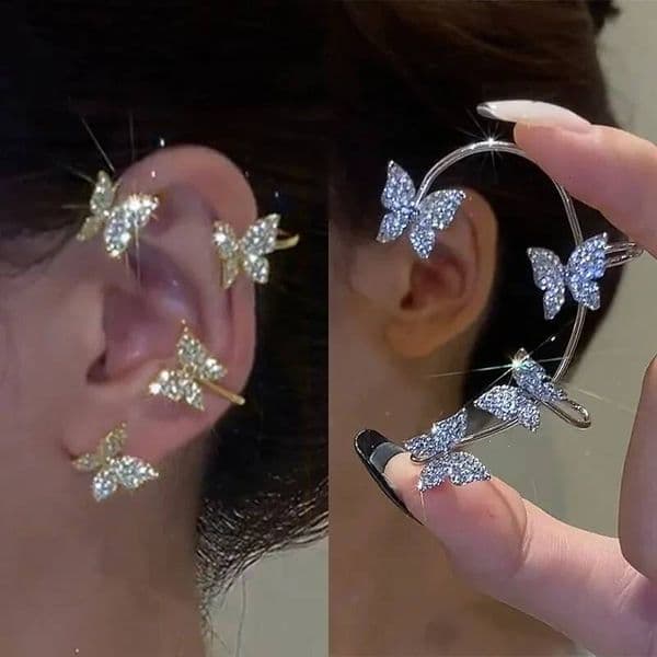 Korean Style Butterfly Clips Without Piercing For Women Sparkling Zircon Ear Cuff Clip Earrings Wedding Party Jewelry Gifts ddmythur