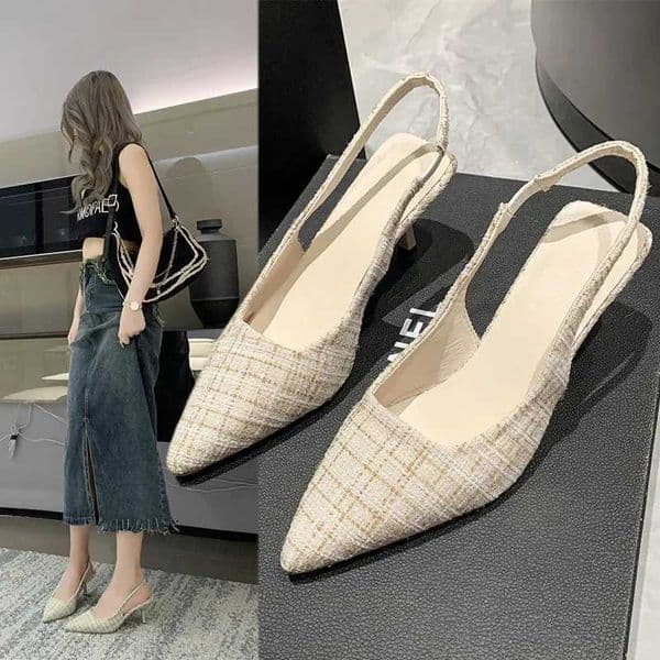 Pop Sea Salt Blue Pointed High Heel Sandals For Women Back Hollow Half Headed Single Shoes Fashion Versatile Casual Shoes W251104
