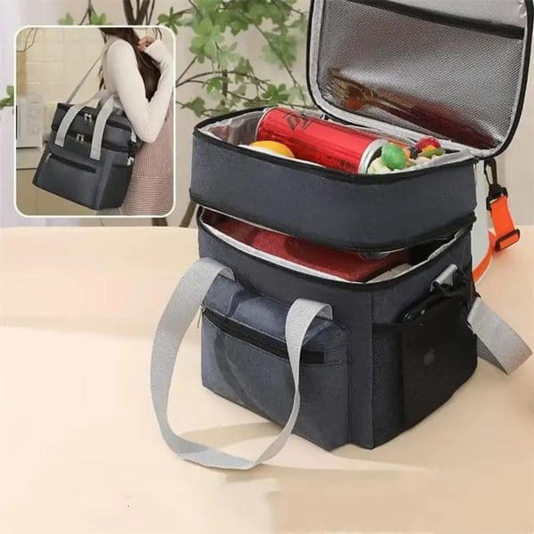 Black Oxford Lunch Bag Large Capacity Thermal Insulation Bags Bento Aluminum Foil fresh-keeping Ice Bag Takeaway Lunch Box 251202