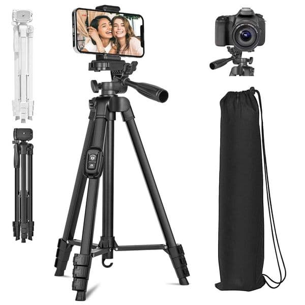 60 Inch/152cm Camera Tripod with Travel Bag Mobile Phone Tripod with Remote Control Professional Aluminum Alloy Portable Stand M251205